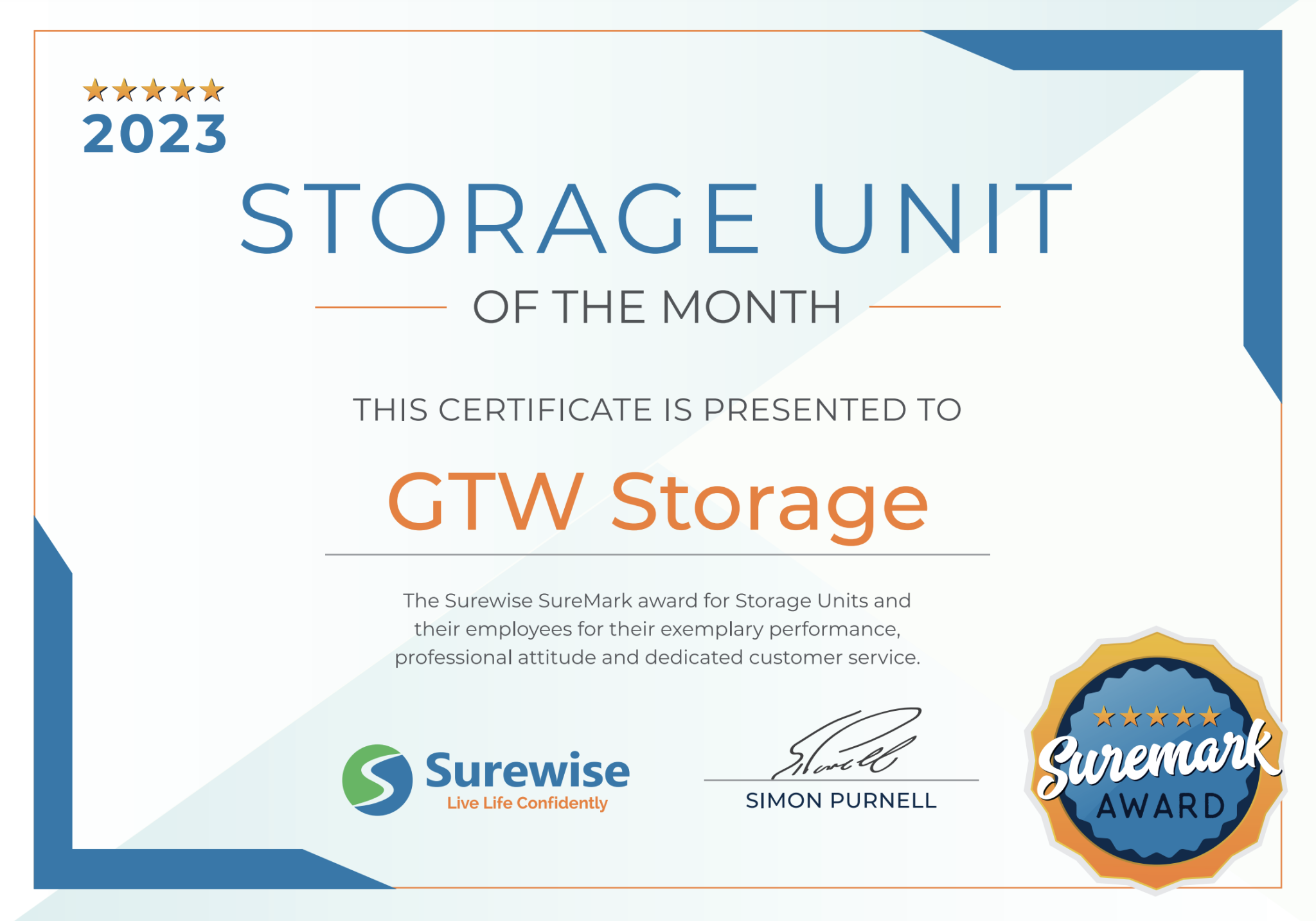Just Launched Self Storage Unit of The Month!